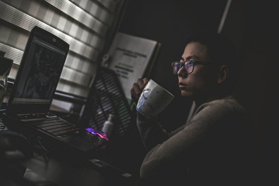young editor working late